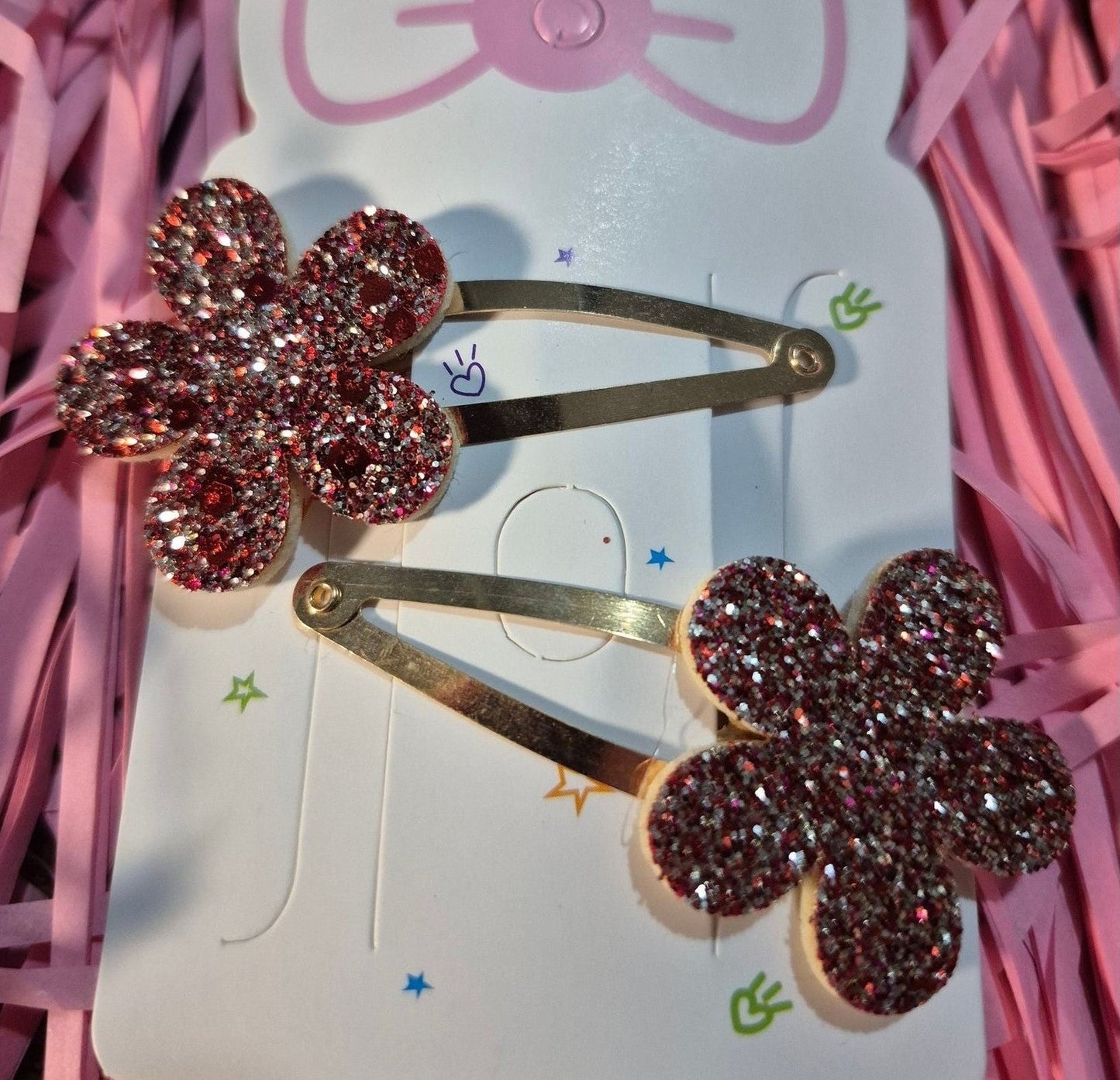 Rose gold glitter hair clips