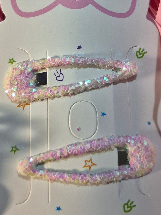 White glitter hair clips 