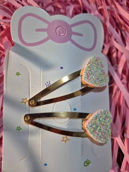 White glitter hair clips 