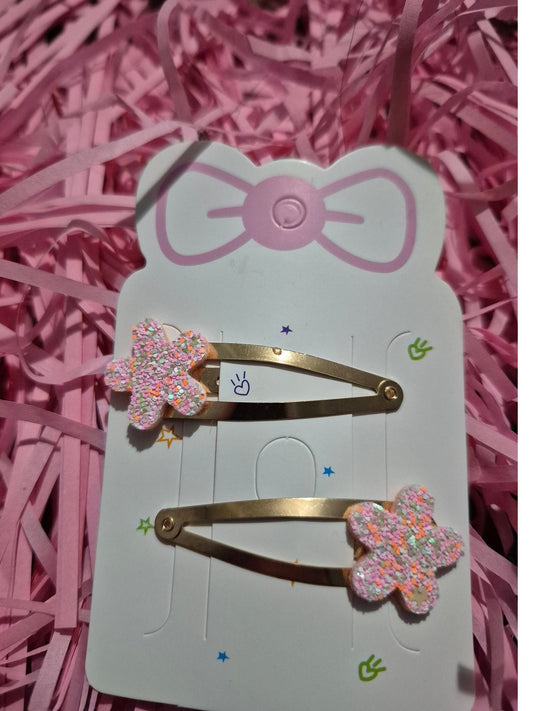 Pink sparkling hair clips