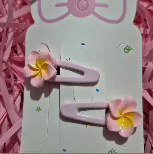 Pink yellow hair clips 