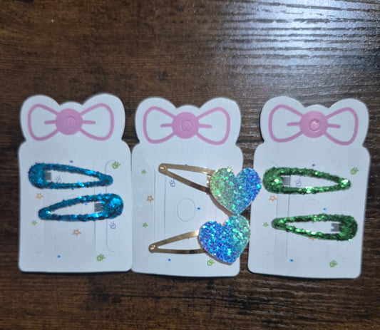 Blue green bendy hair clips 