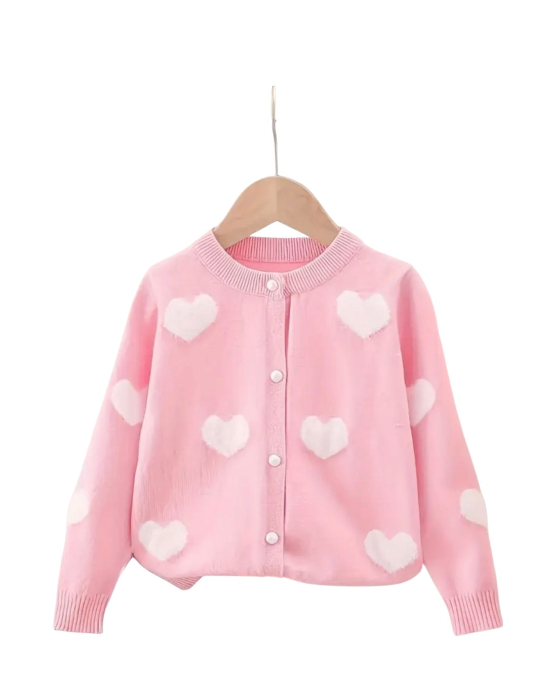 Girls Pink Cardigan with white heart design